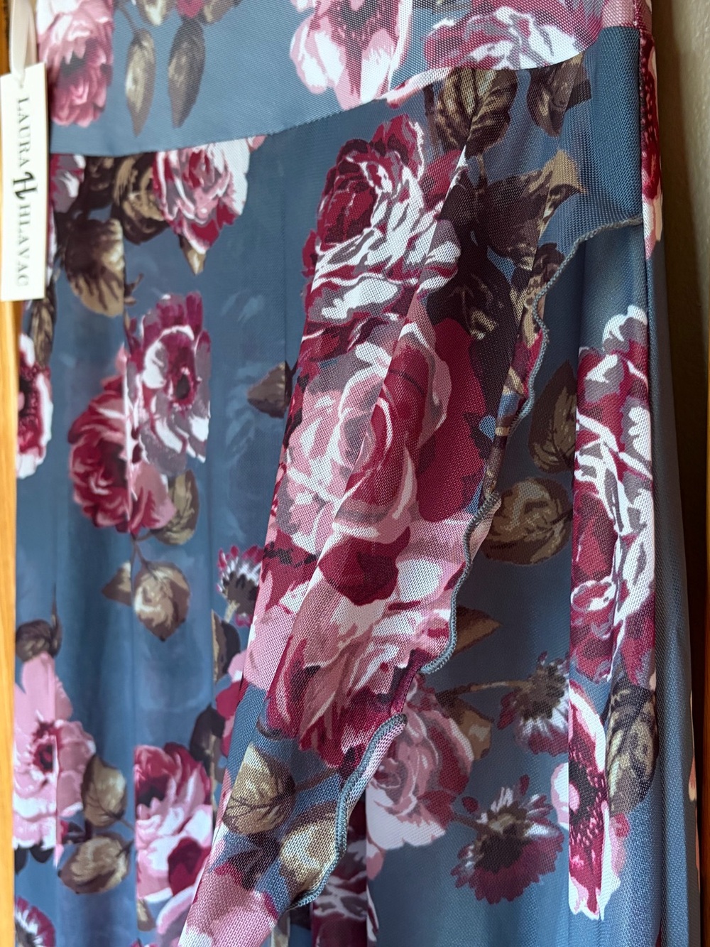 Cottagecore Floral Maxi Skirt in Slate Blue - Picture 6 of 6